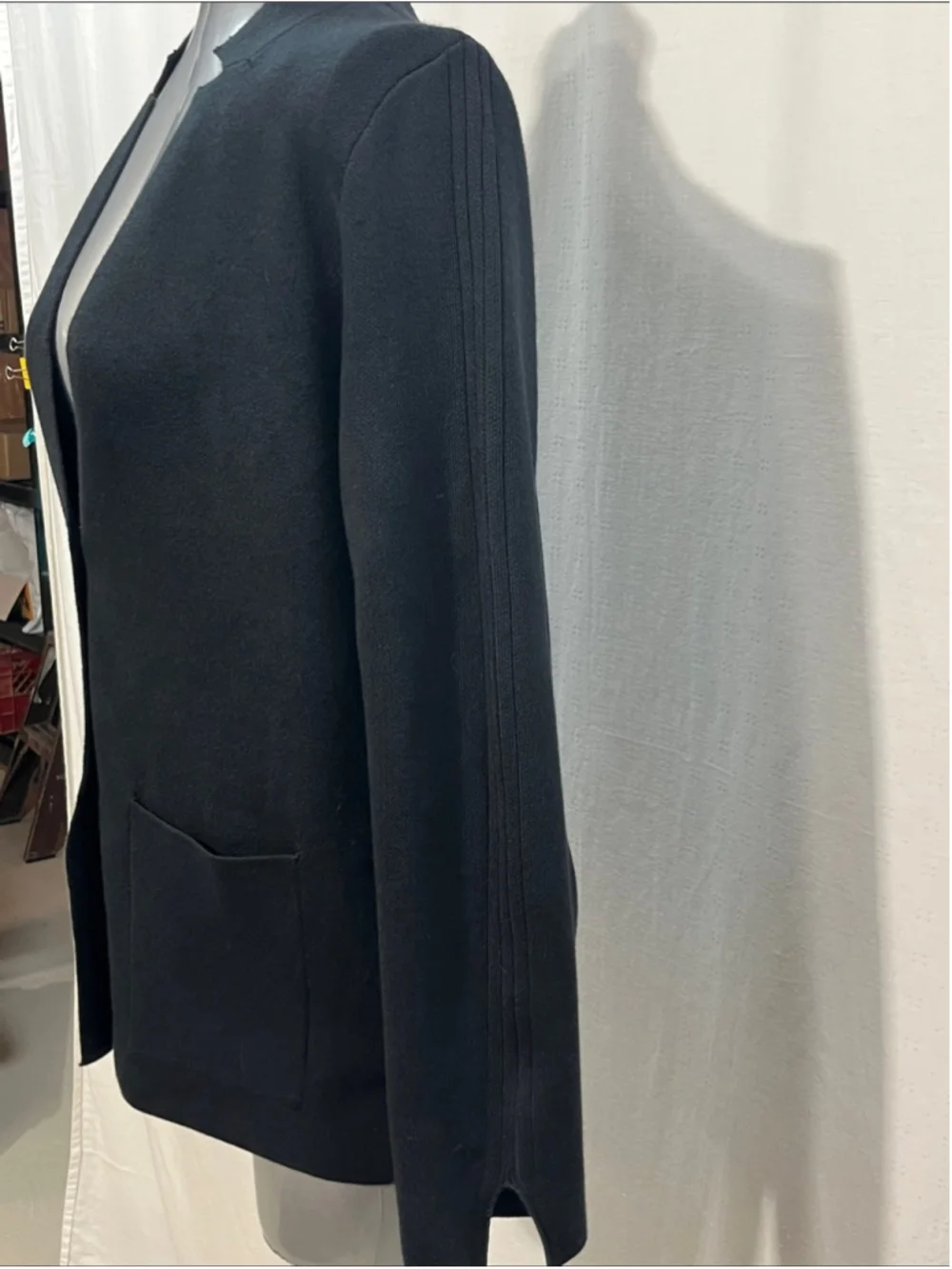 Ladies Grace Karin Black V-Neck Two-Button Knit Blazer casual office Travel 1221